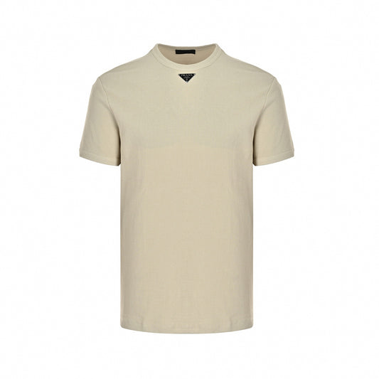 Textured Triangle Logo T-Shirt | Beige