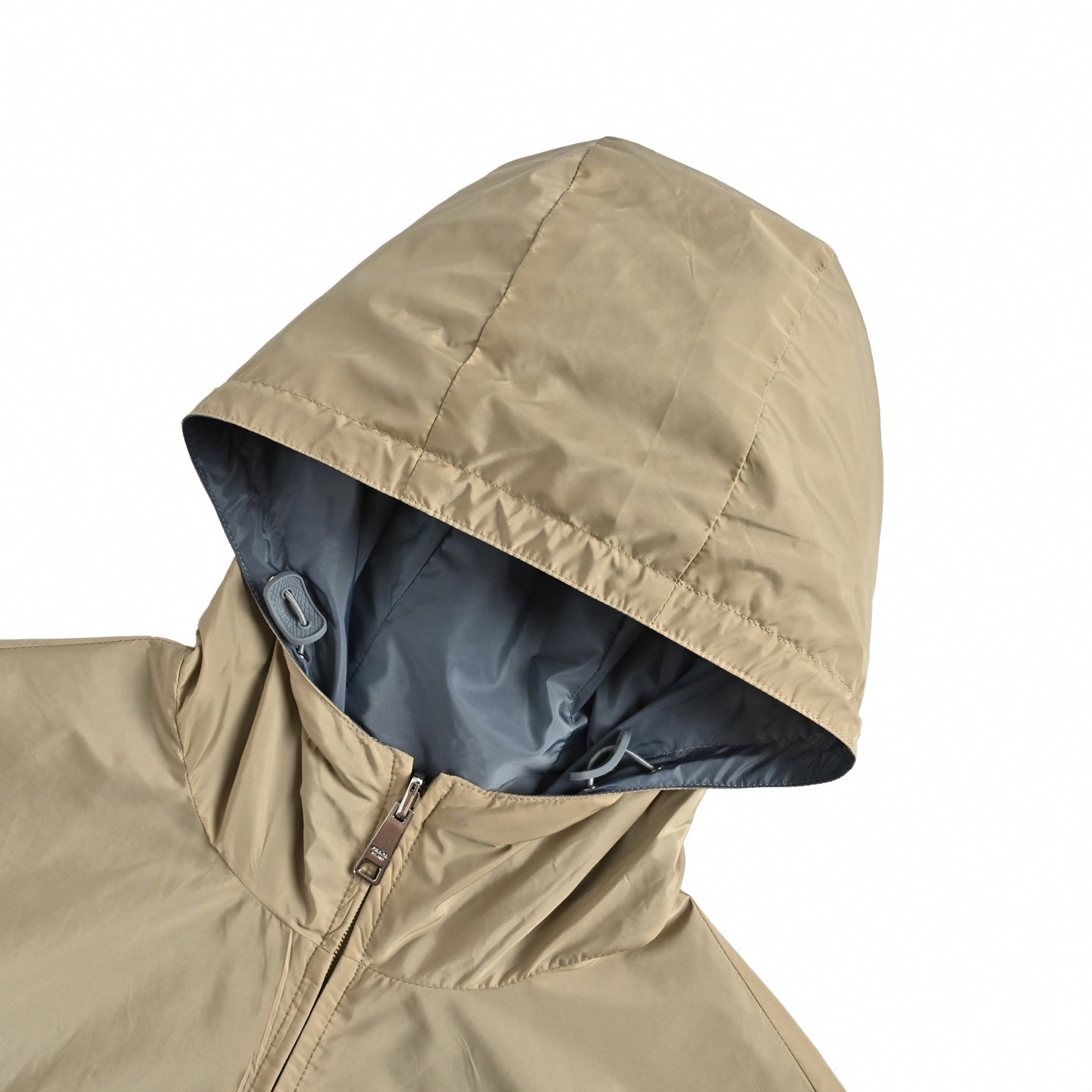 Reversible Nylon Hooded Jacket | Beige & Slate Blue