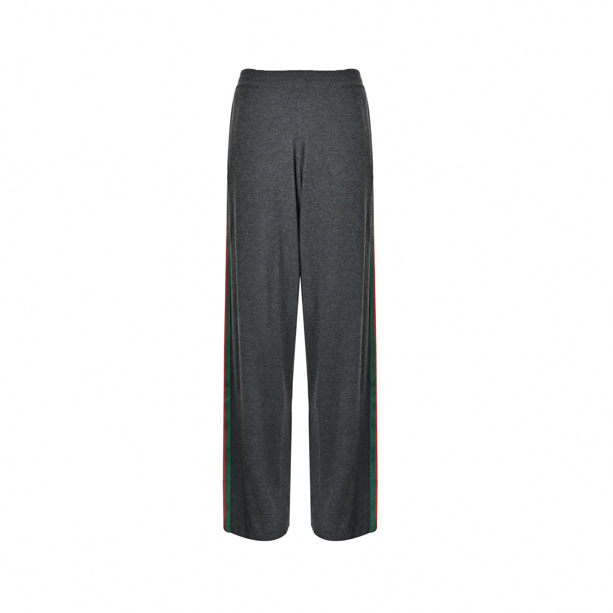 Web Stripe Wool Wide-Leg Track Pants in Charcoal Grey