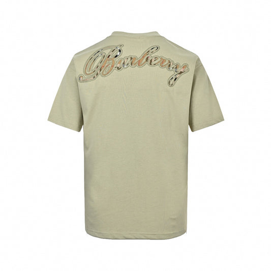 Check Script T-Shirt - Khaki