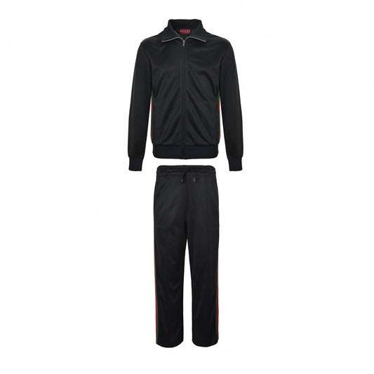 Web Stripe Jersey Tracksuit | Black