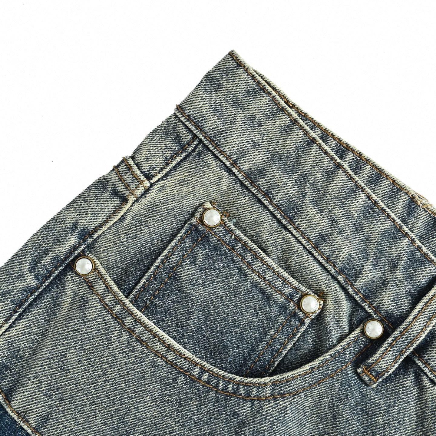 Monogram Patchwork Jeans - Light Wash Blue