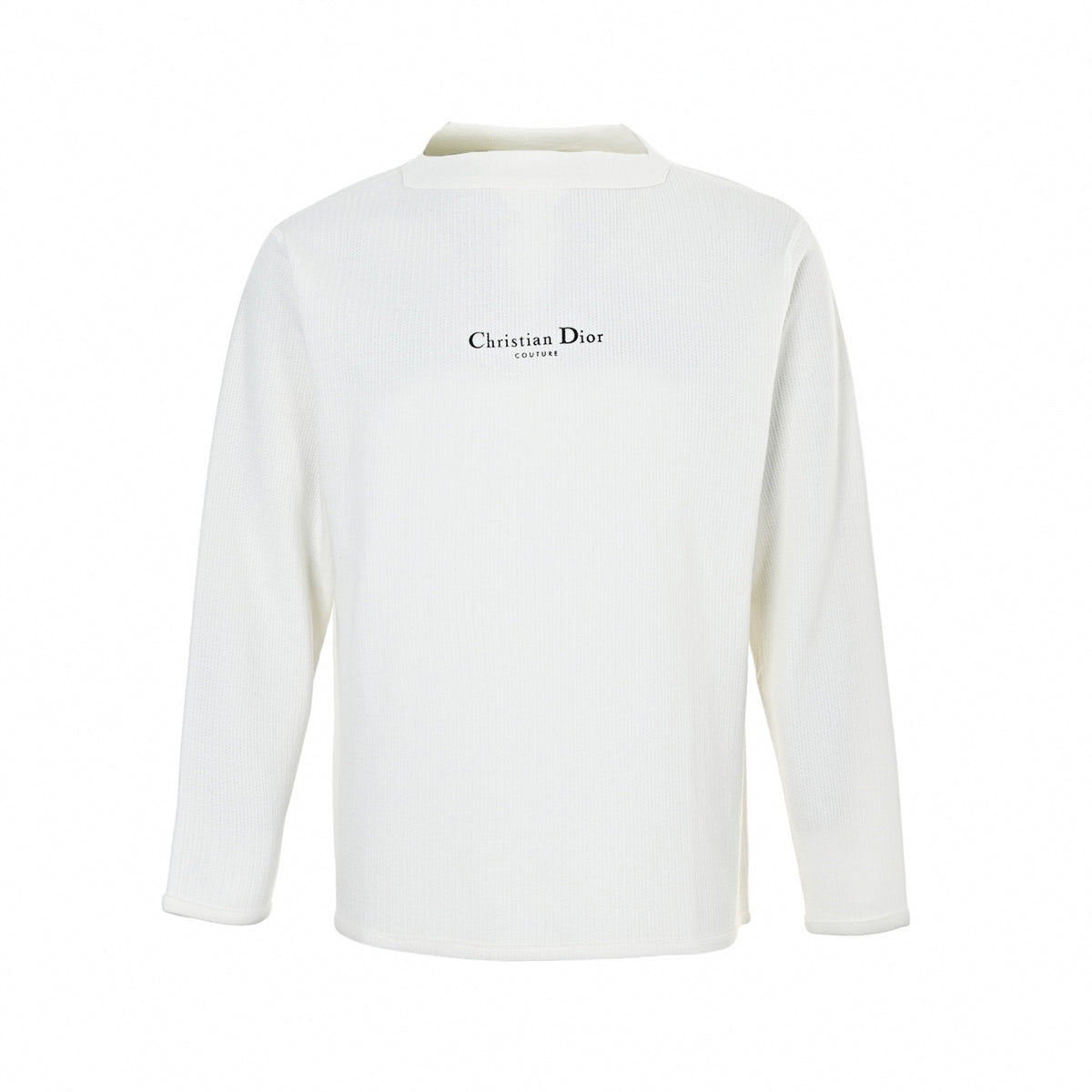 White Ribbed Dior Couture Pullover