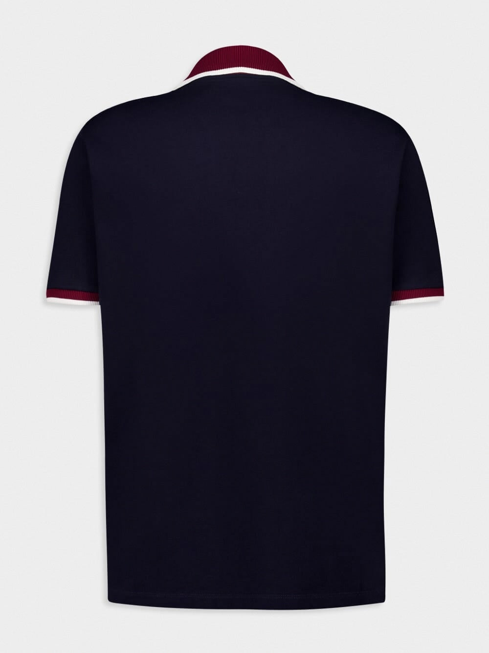 Contrast-Trim Johnny Collar Polo | Navy Blue
