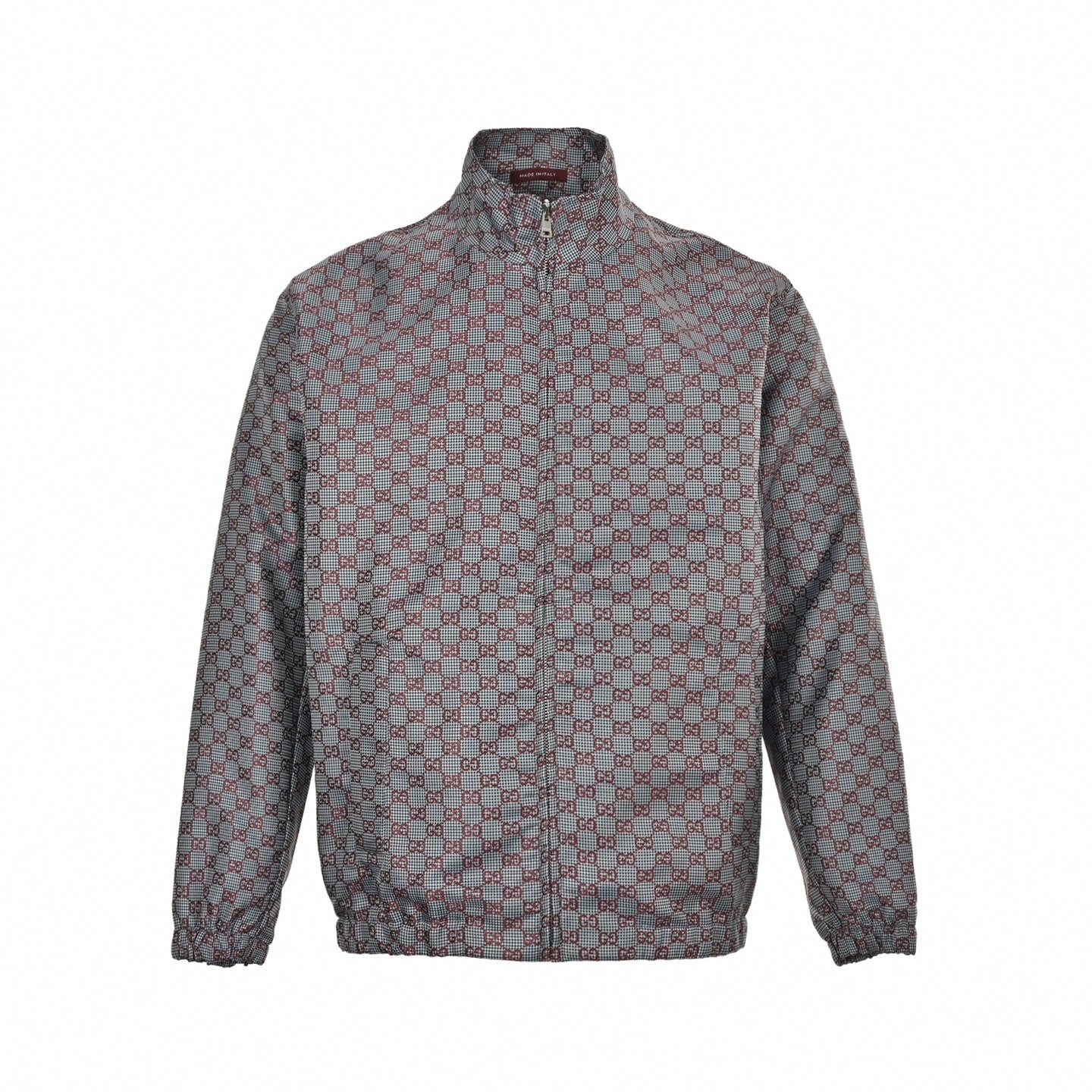 GG Houndstooth Zip Jacket | Grey & Red