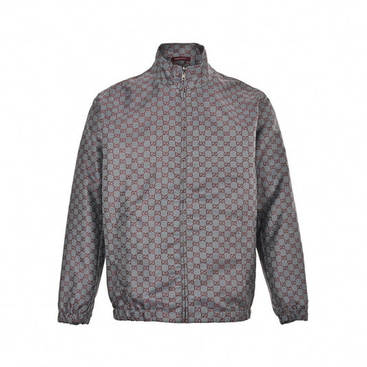 GG Houndstooth Zip Jacket | Grey & Red