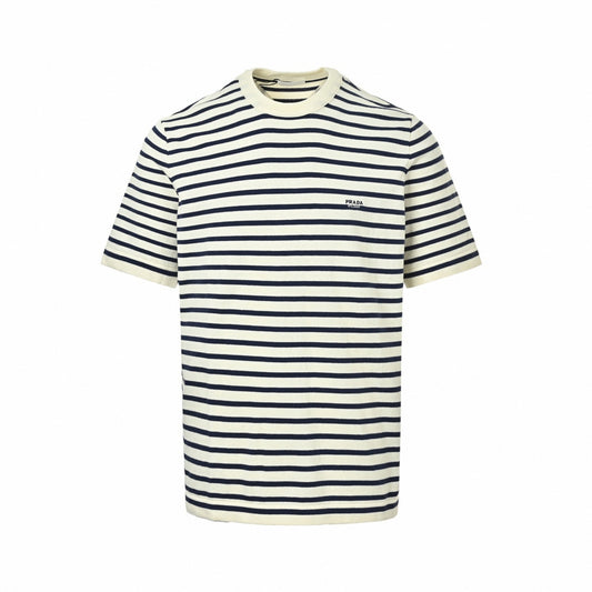 Striped Knit T-Shirt | Cream & Navy