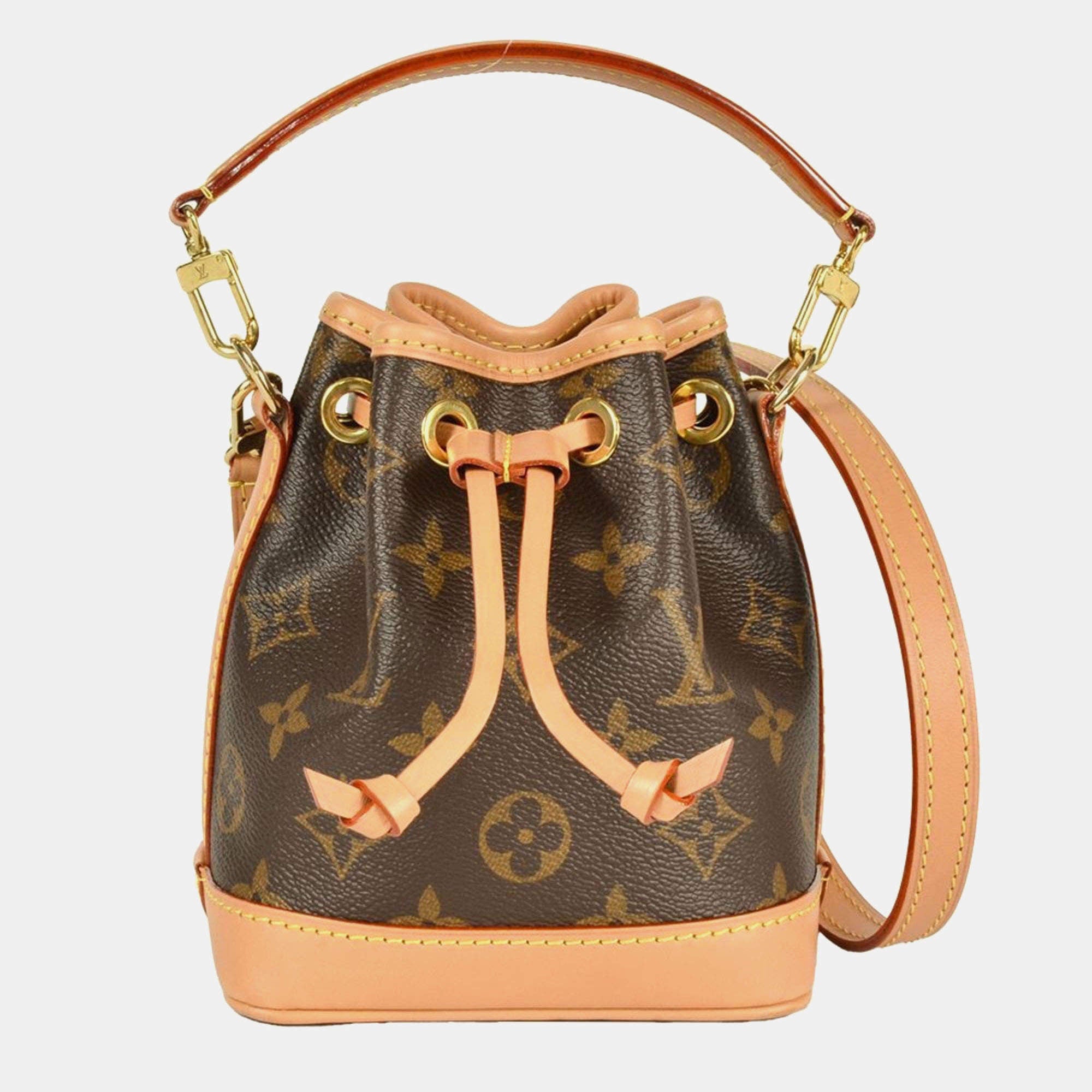 Nano Noé Monogram Canvas Bucket Bag | Brown – HauteRoma