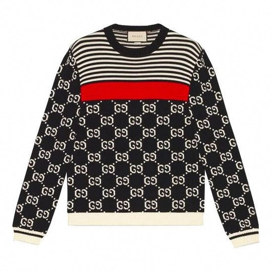 GG Jacquard & Striped Knit Sweater