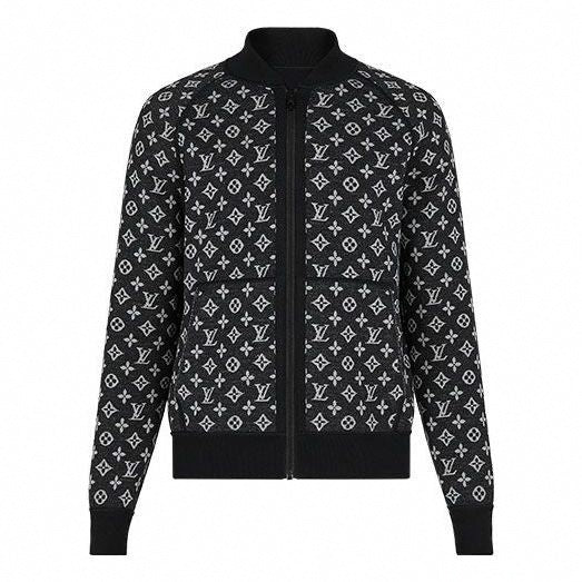 Monogram Jacquard Zip-Up Jacket | Black