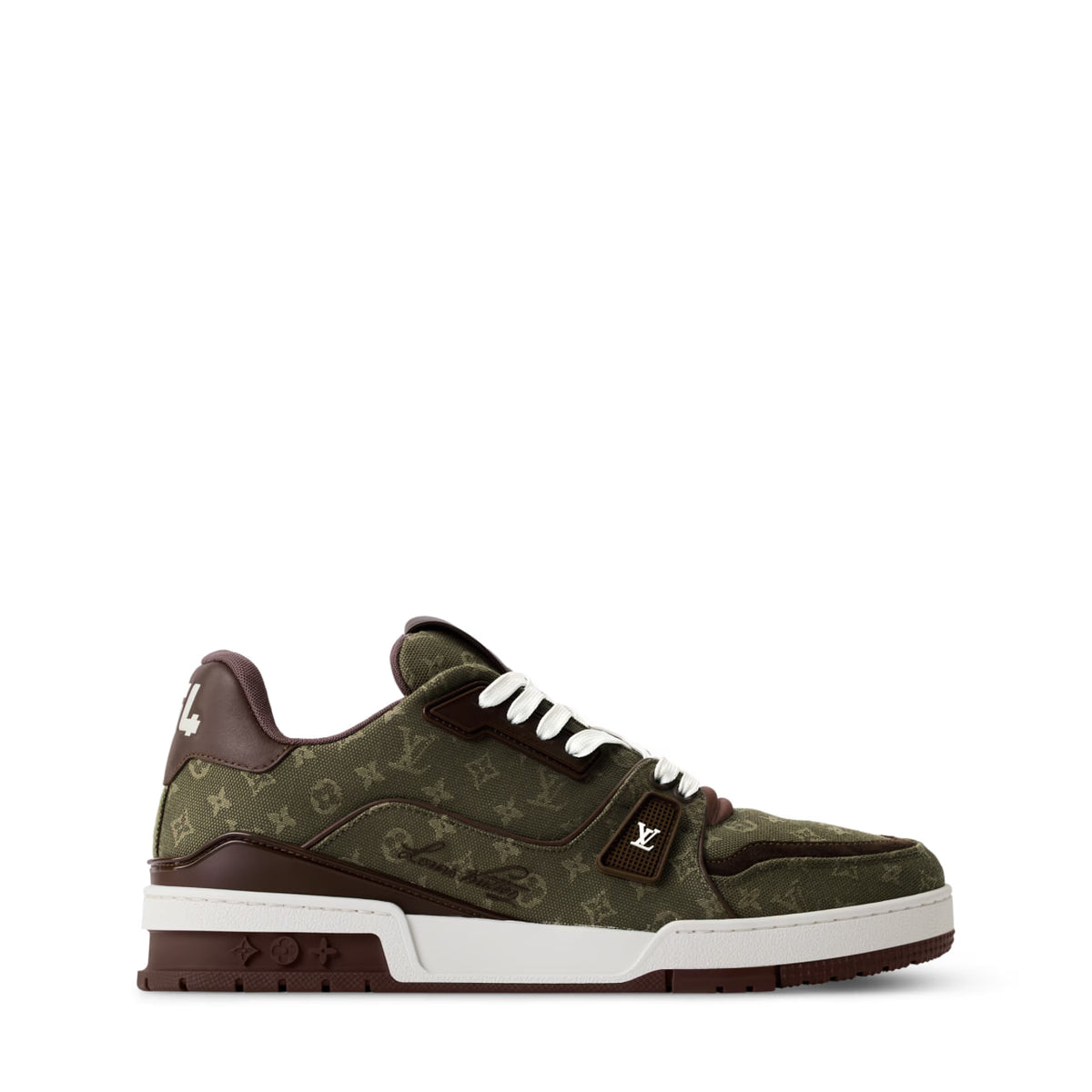Khaki Monogram Denim & Calfskin LV Trainer
