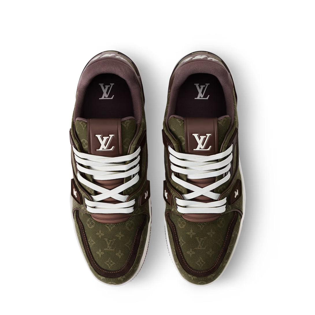 Khaki Monogram Denim & Calfskin LV Trainer