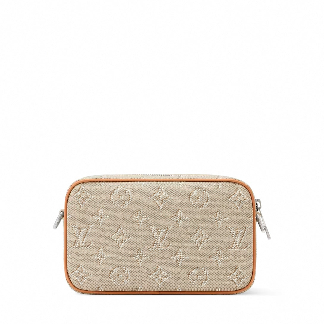Monogram Heritage Mini Crossbody & Wristlet Pouch in Beige Jacquard