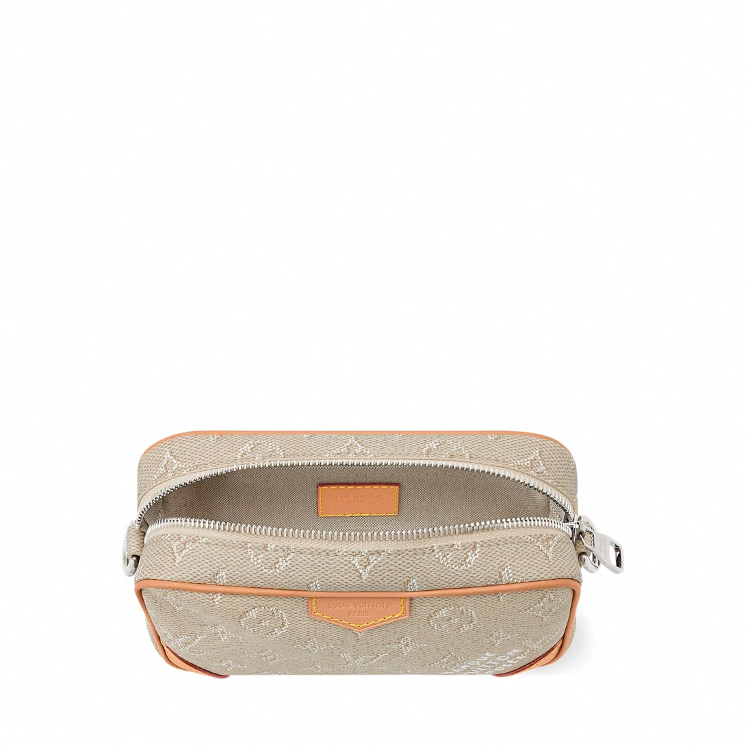 Monogram Heritage Mini Crossbody & Wristlet Pouch in Beige Jacquard